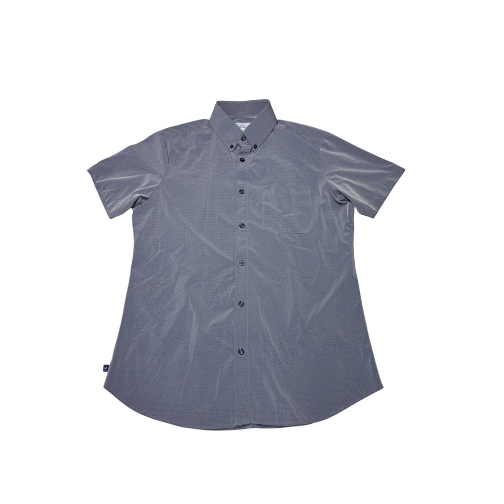 Mizzen + Main Leeward Short Sleeve Button Down Shirt Mens Micro Dot Trim Fit Med